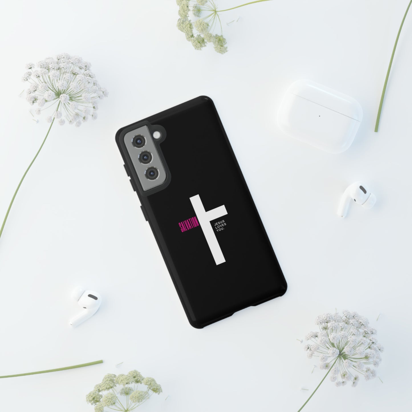 Funda para teléfono celular Salvation (negro/rosa)