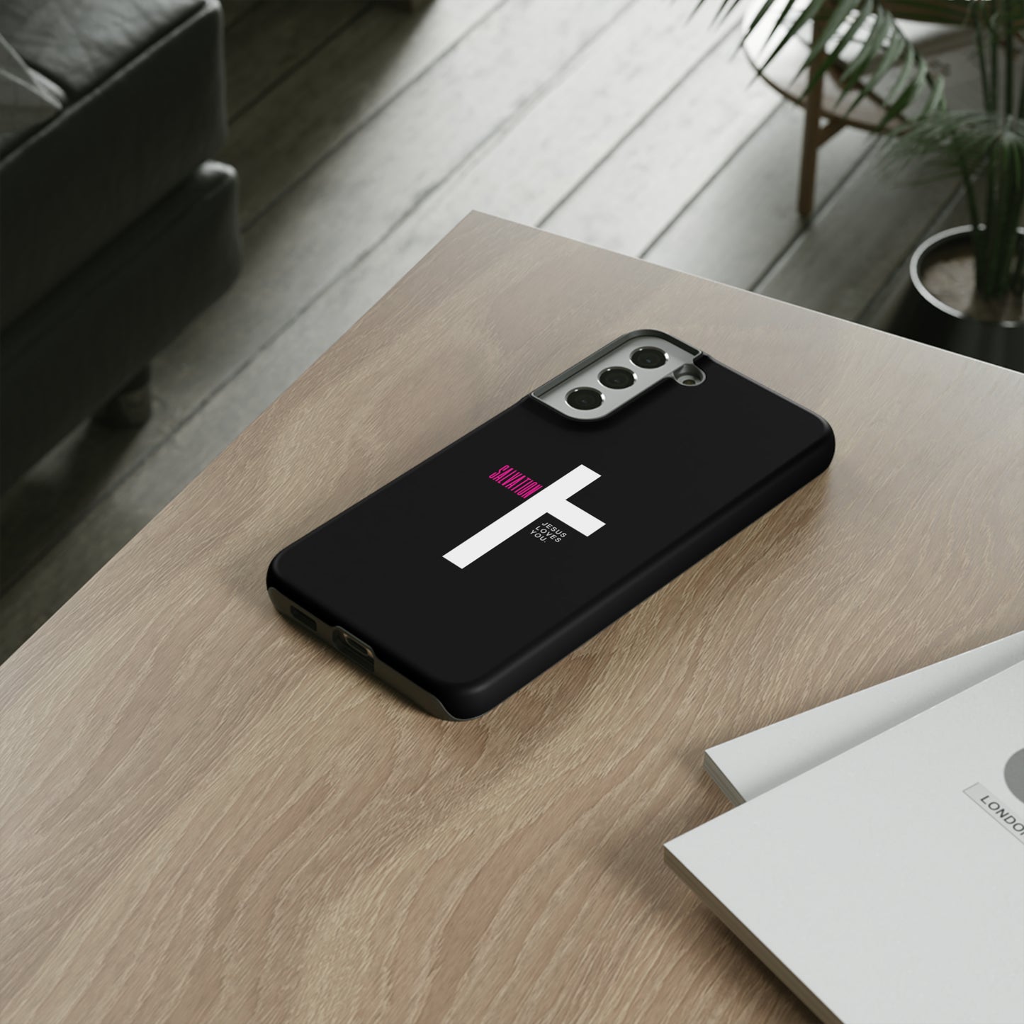 Funda para teléfono celular Salvation (negro/rosa)