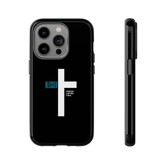 Funda para teléfono celular Blessed (negro/azul)