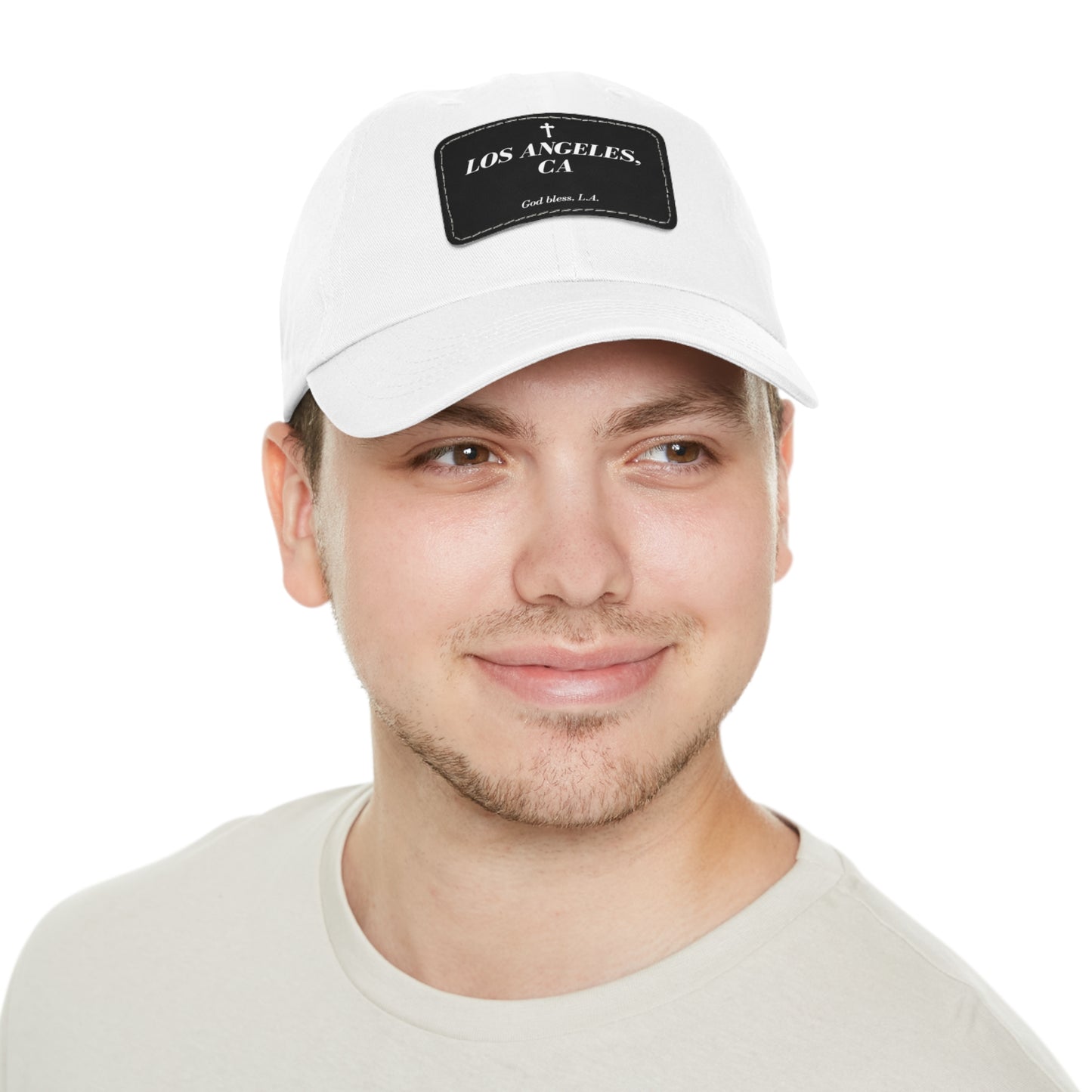 Bless Los Angeles Vegan Dad Hat with Leather Patch (Rectangle)