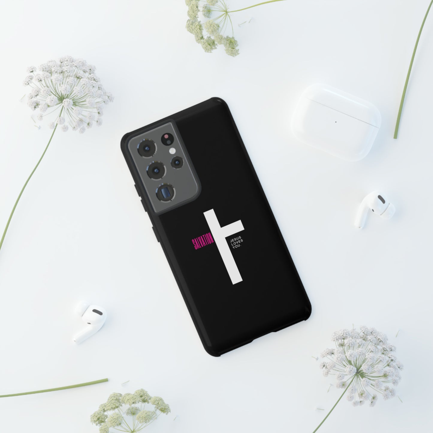 Funda para teléfono celular Salvation (negro/rosa)