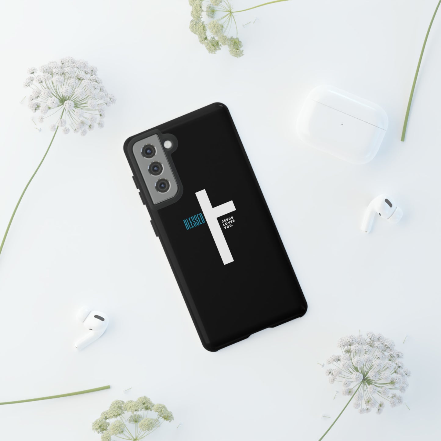 Funda para teléfono celular Blessed (negro/azul)