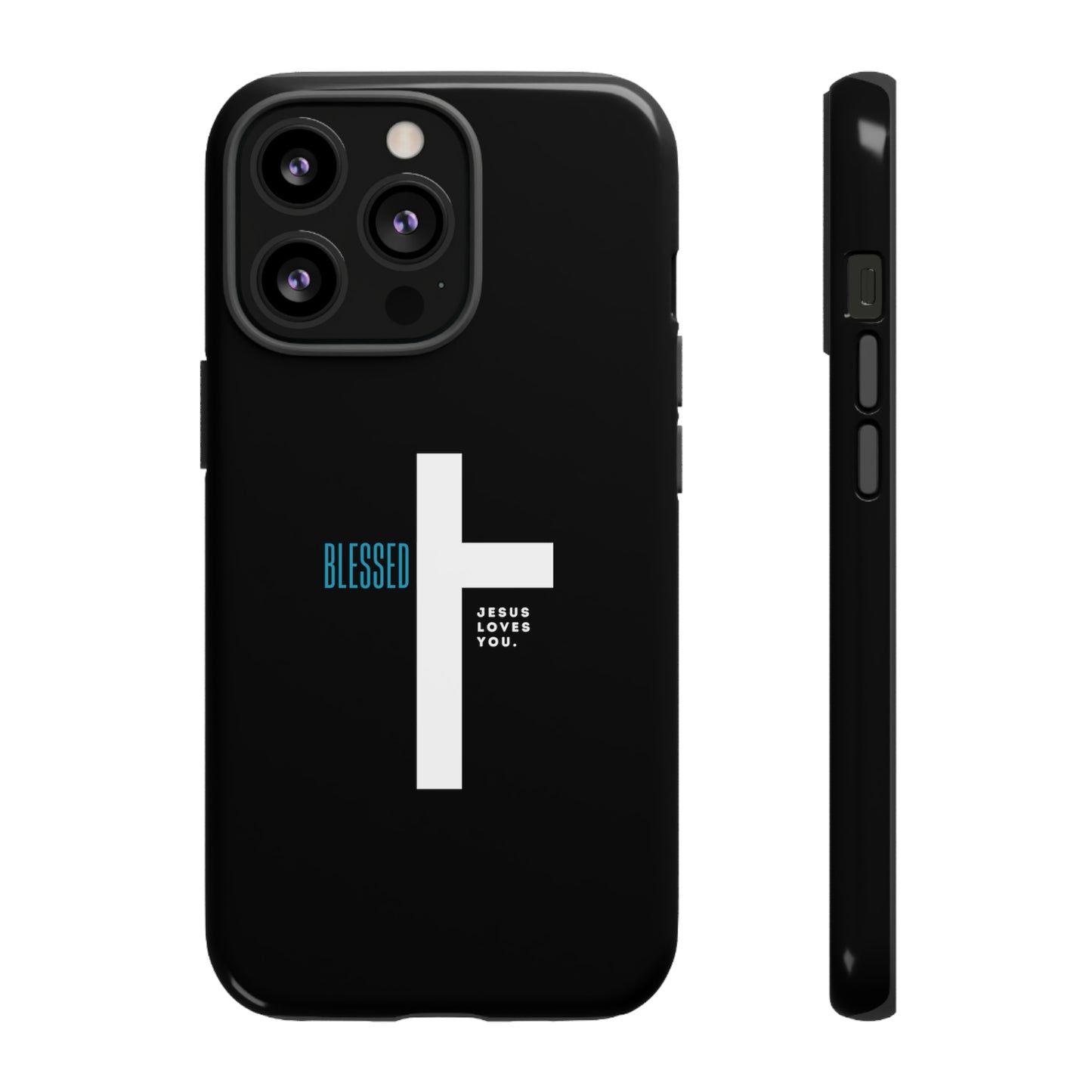 Funda para teléfono celular Blessed (negro/azul)