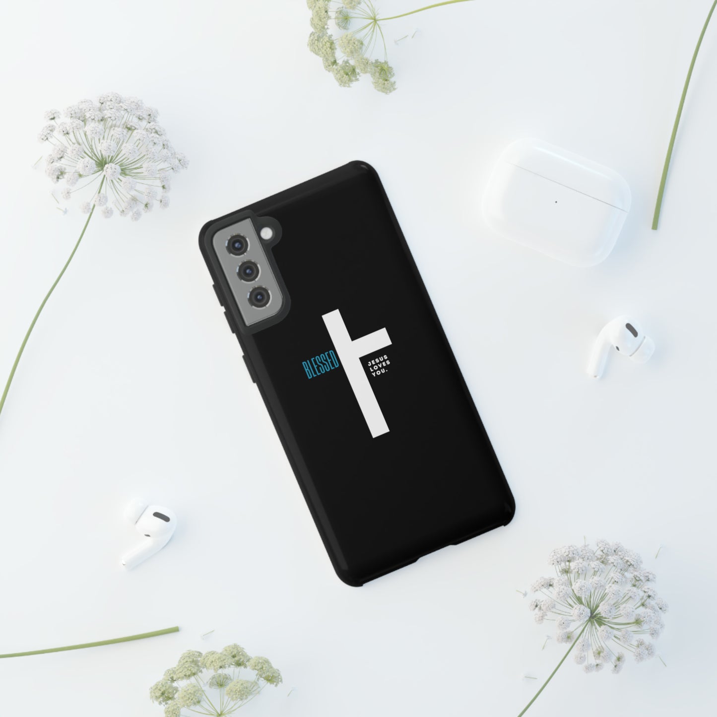 Funda para teléfono celular Blessed (negro/azul)