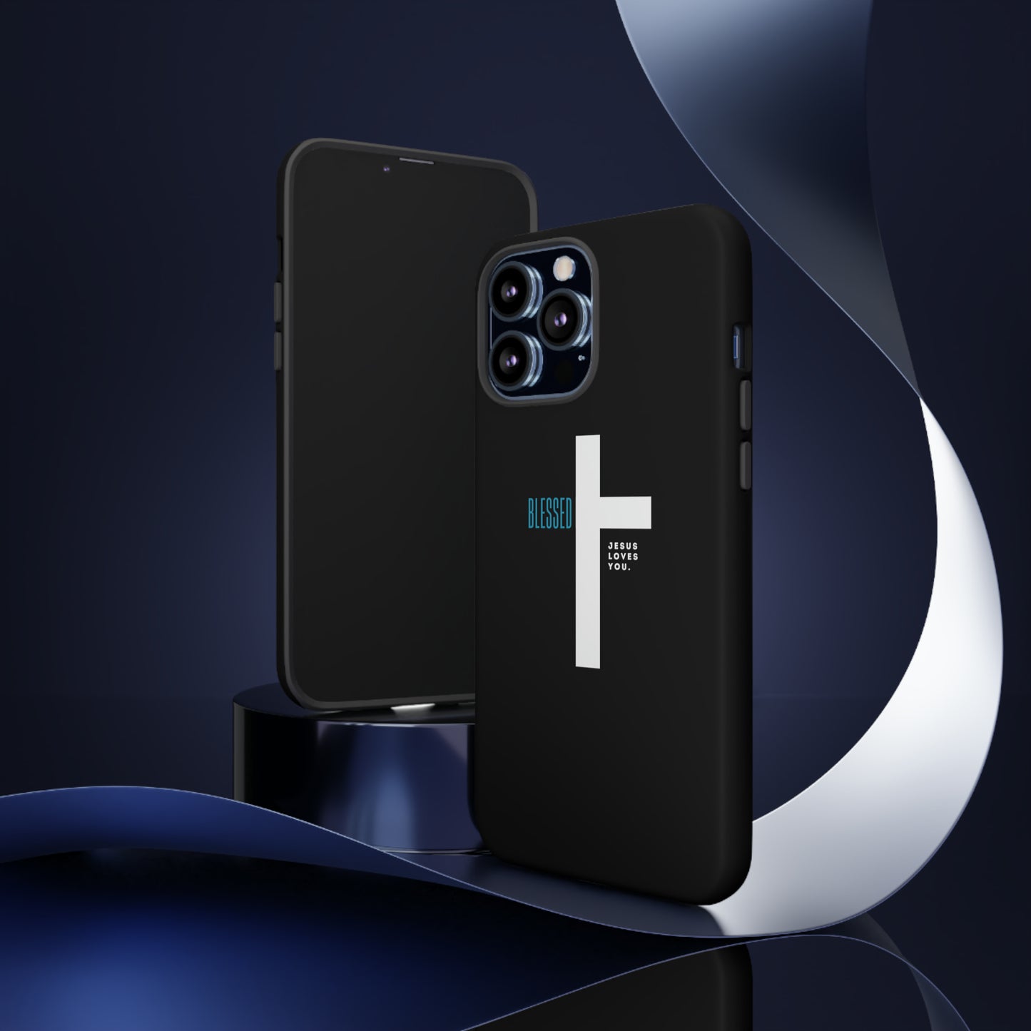 Funda para teléfono celular Blessed (negro/azul)