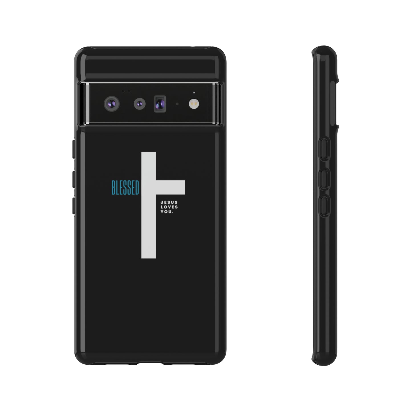 Funda para teléfono celular Blessed (negro/azul)