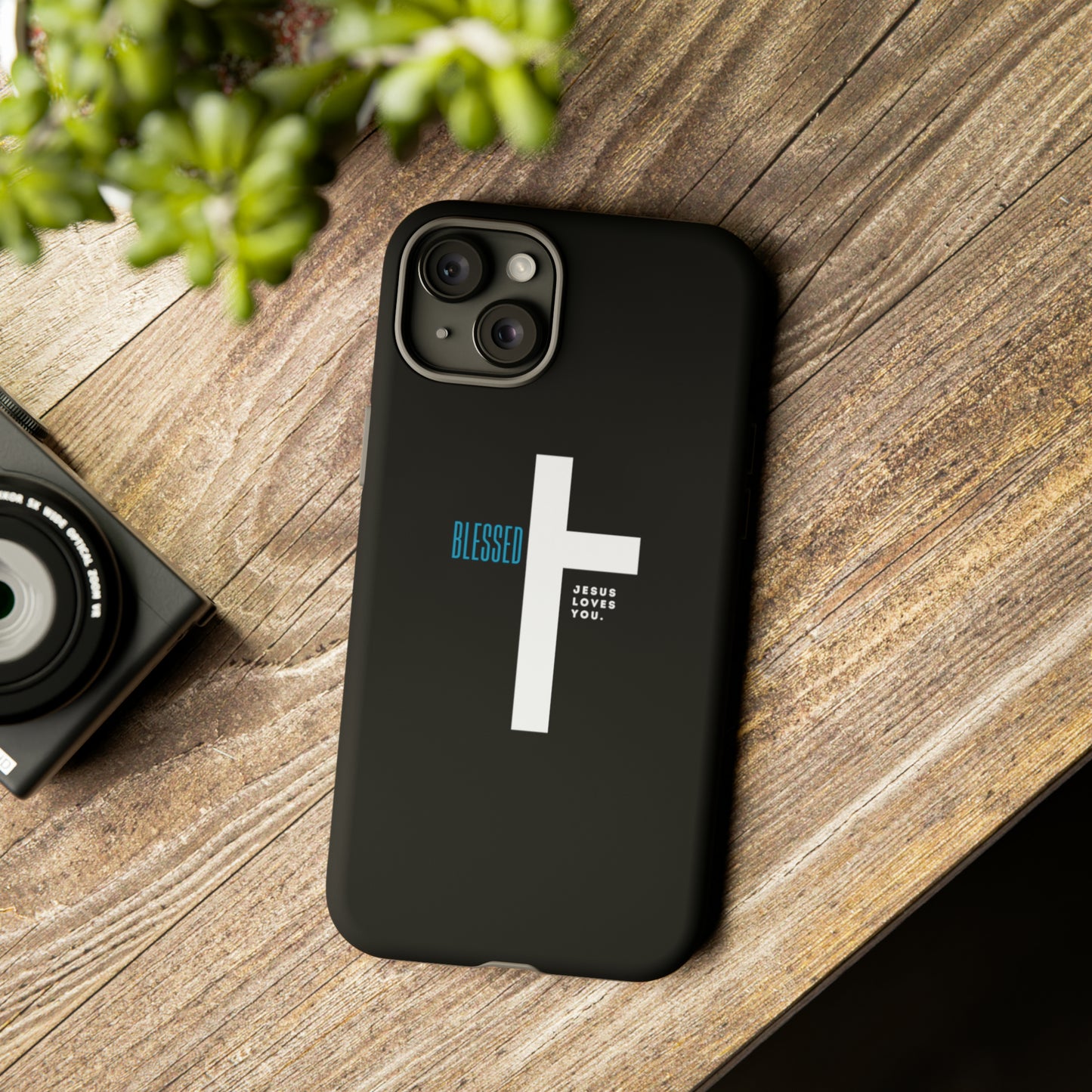 Funda para teléfono celular Blessed (negro/azul)