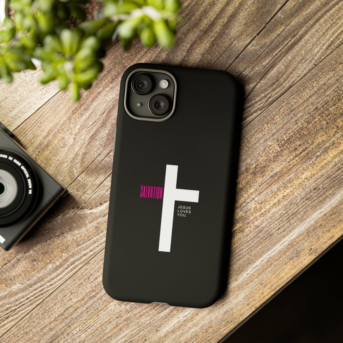 Funda para teléfono celular Salvation (negro/rosa)