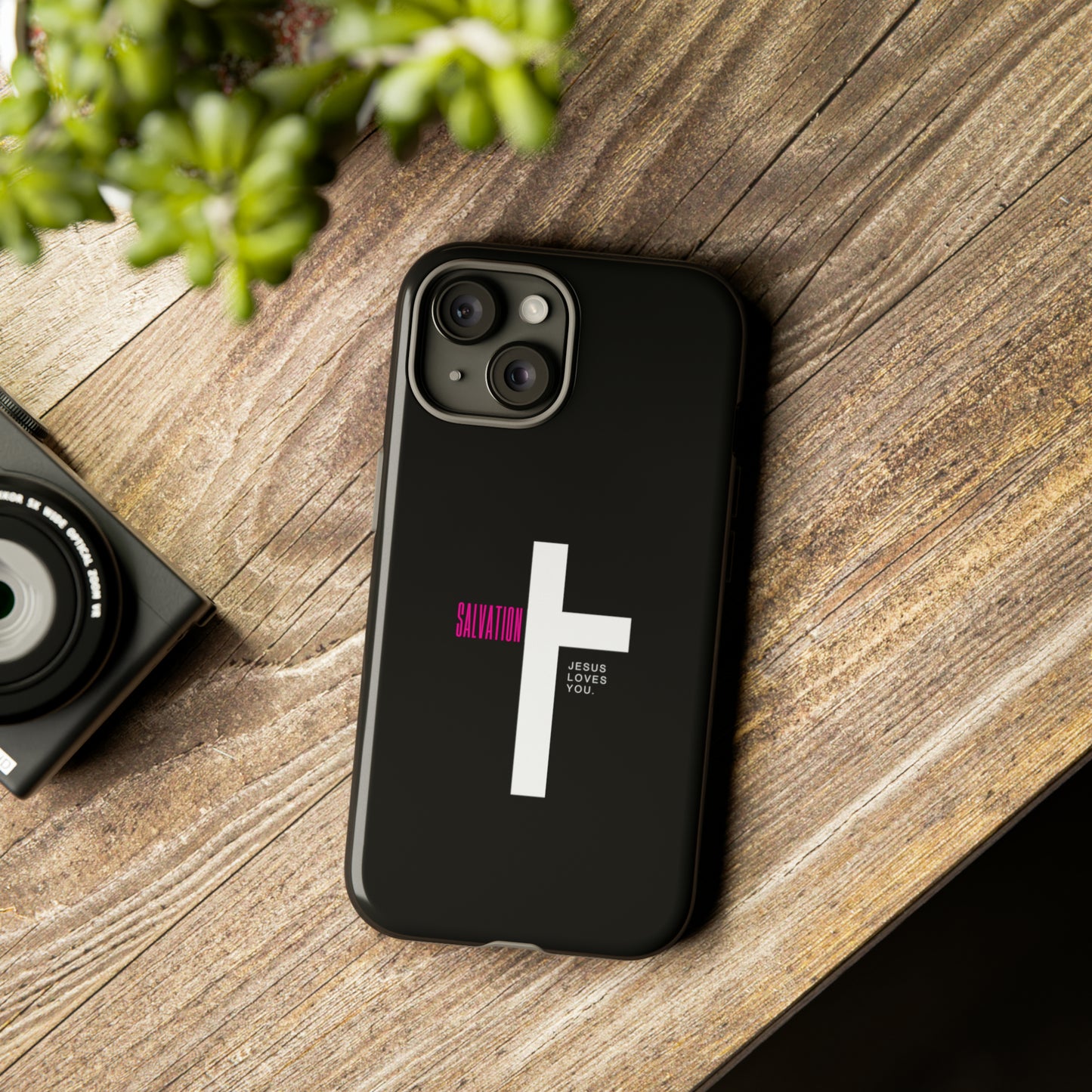 Funda para teléfono celular Salvation (negro/rosa)