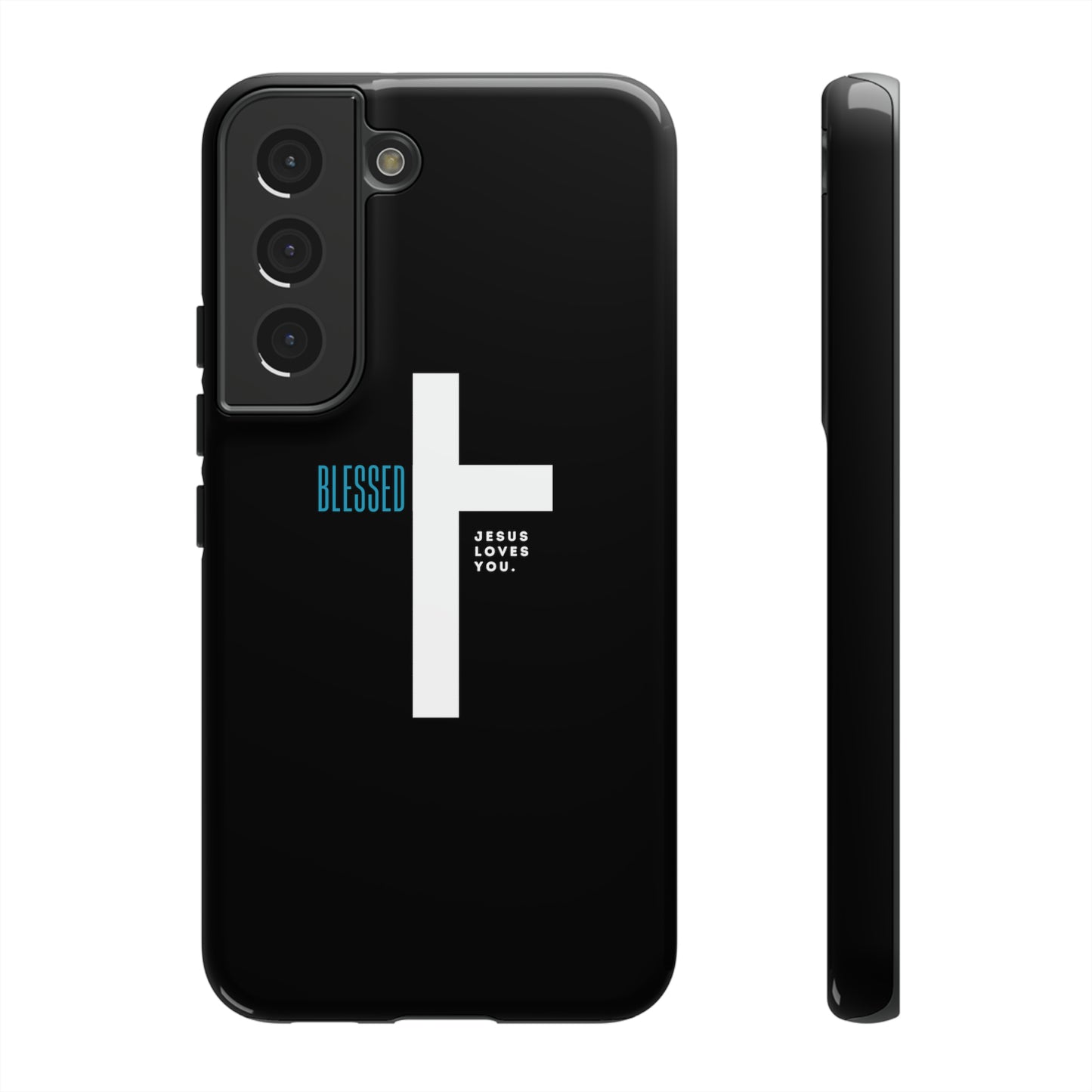 Funda para teléfono celular Blessed (negro/azul)