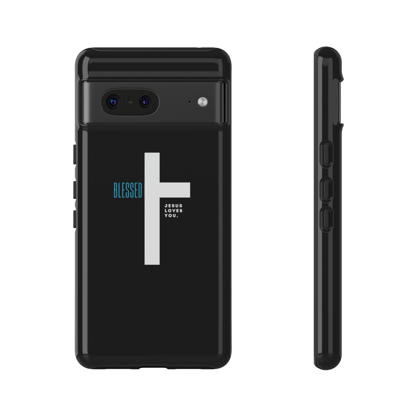 Funda para teléfono celular Blessed (negro/azul)