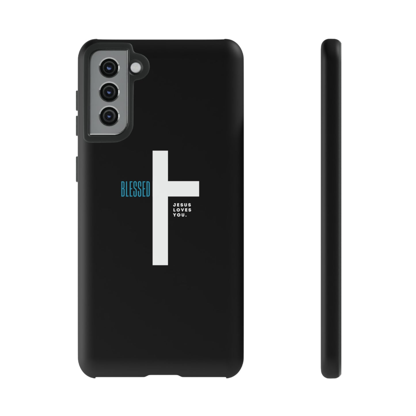 Funda para teléfono celular Blessed (negro/azul)