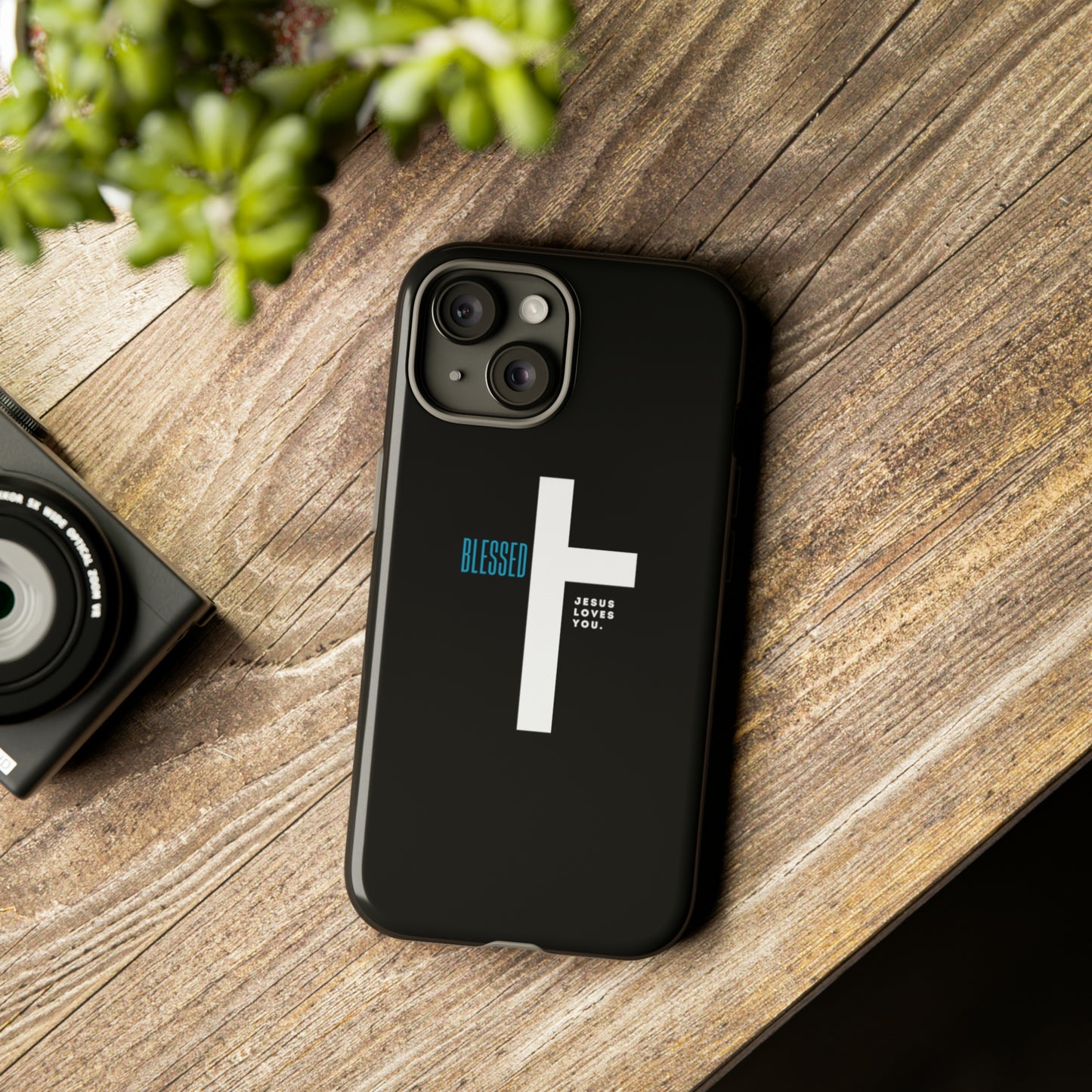 Funda para teléfono celular Blessed (negro/azul)