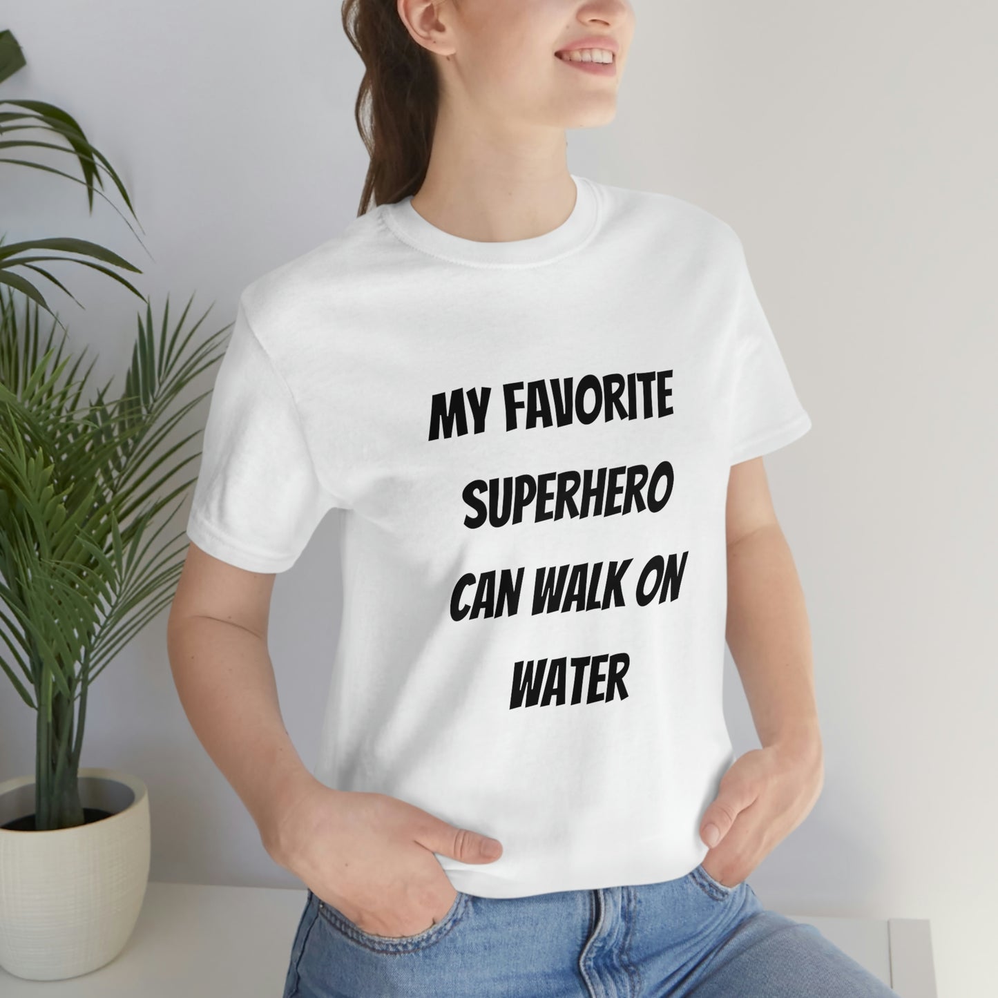 Camiseta de algodón Jesús superhéroe 