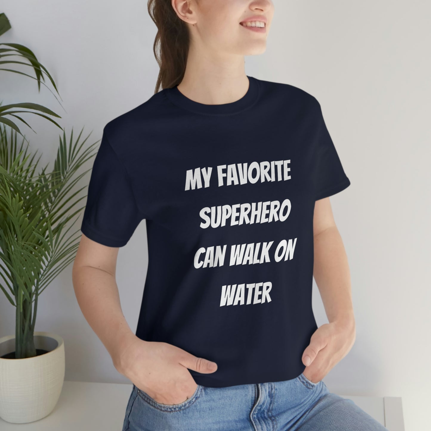 Camiseta de algodón Jesús superhéroe 